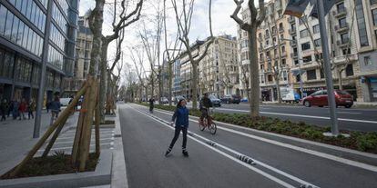 Una imagen este domingo de la Diagonal, vetada al tráfico