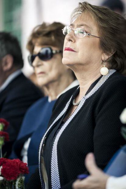 La presidenta chilena Michelle Bachelet, durante el homenaje a su padre.