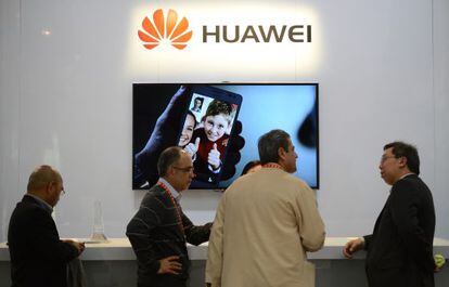 Mostrador de Huawei en una feria de tecnología en Las Vegas (EE UU)