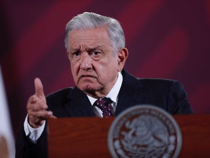 Andrés Manuel López Obrador, durante su conferencia martutina de este lunes.