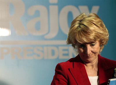 Esperanza Aguirre, presidenta de la Comunidad de Madrid, en la reunión del comité regional del PP.