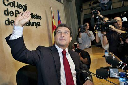 Joan Laporta, durante la rueda de prensa.