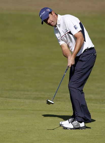 Padraig Harrington, ayer en el hoyo 10.