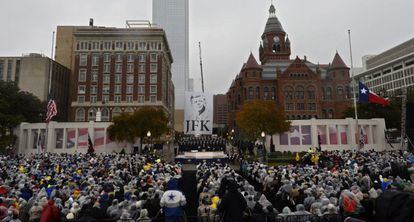 La ceremonia de homenaje celebrada en Dallas este viernes.