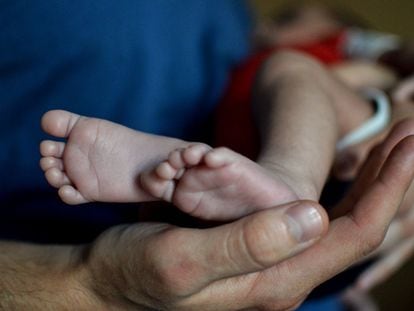 Un bebé nacido por gestación subrogada en México, en 2022.