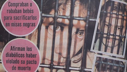 Captura de pantalla de una página de periódico de 1989 que da a conocer el caso de 'Los narcosatánicos'