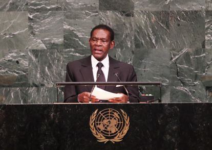 Teodoro Obiang Nguema Mbasogo, presidente de Guinea Ecuatorial, durante una intervención en Naciones Unidas.