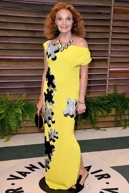 A la diseñadora Diane Von Furstenberg, que acudió a la fiesta de Vanity Fair, le ha faltado glamour.