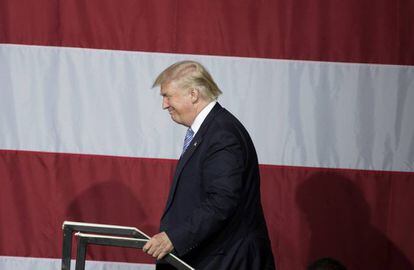 El candidato republicano Donald Trump en un acto de campaña en Indiana