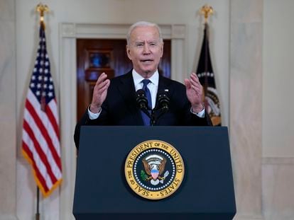 Joe Biden, presidente de Estados Unidos, durante su conferencia de prensa este jueves, en Washington.