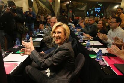 Rosa Díez, antes del inicio del Consejo Político.
