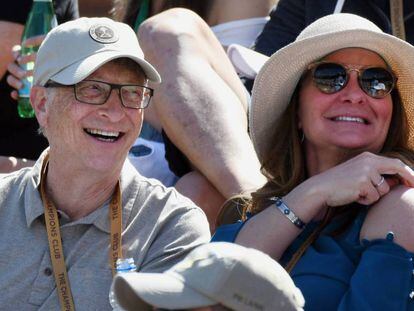 Bill Gates su esposa Melinda Gates en el BNP Paribas Open de tenis el pasado marzo. 