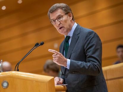 Alberto Núñez Feijóo, este martes en el Senado.