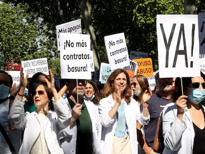 Manifestación de sanitarios contra la precariedad, el pasado mayo en Madrid.