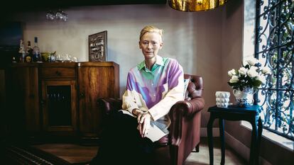 Tilda Swinton, durante la entrevista con EL PAÍS en Bogotá, Colombia, el 27 de septiembre de 2021.