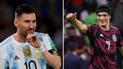 Lionel Messi y Raúl Jiménez, de Argentina y México.
