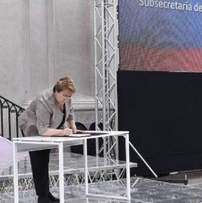 Michelle Bachelet en un acto oficial. 