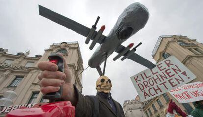 Manifestaci&oacute;n contra el uso de &#039;drones&#039; en Munich. 