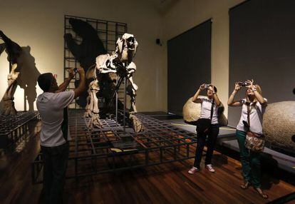 Esqueleto del megaterio que se exhibe en el Museo de Ciencias Naturales.