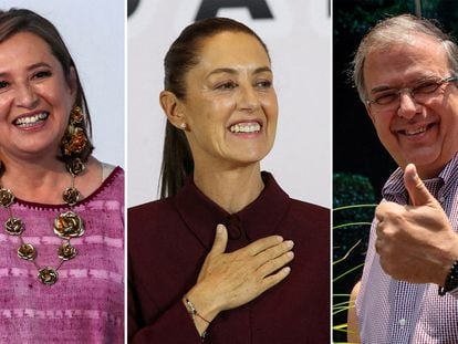 Los precandidatos a la presidencia de México: Xóchitl Gálvez, Claudia Sheinbaum y Marcelo Ebrard.