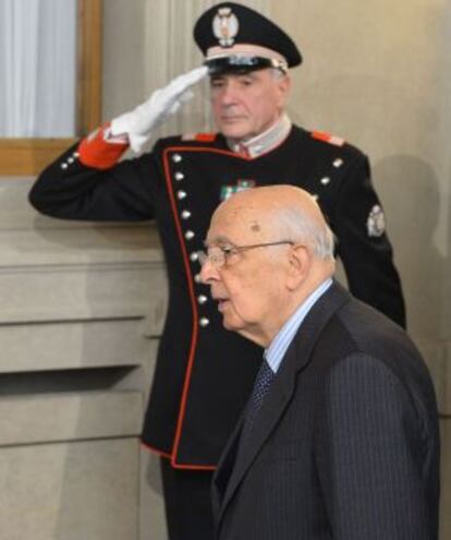 Giorgio Napolitano, este sábado en el Palacio Quirinale.