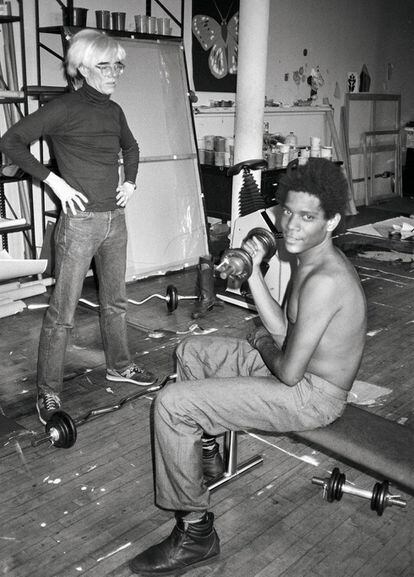 Les deux lors d'une séance d'entraînement au repaire de Warhol au 860 Broadway, New York, à l'été 1983.