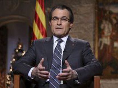 El presidente de la Generalitat, Artur Mas, durante el discurso institucional de Fin de A&ntilde;o.