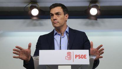 Pedro Sánchez en una rueda de prensa, el pasado lunes.