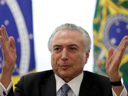 Michel Temer, en la sede de Gobierno en Brasilia este martes.