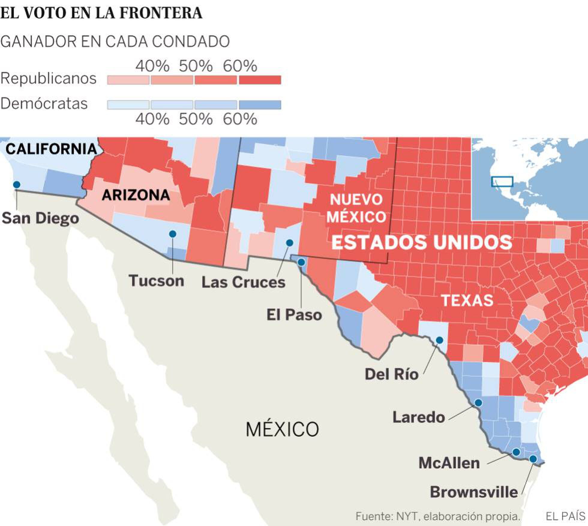 Las Ciudades Y La Mayoria De Los Condados De La Frontera Votaron Por Clinton Internacional El Pais