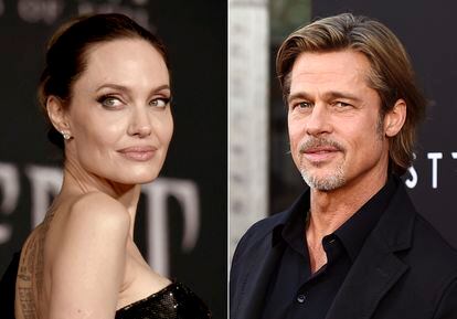 Angelina Jolie y Brad Pitt, retratados ambos en septiembre de 2019.