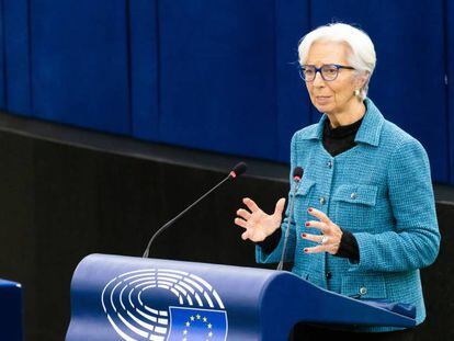 Christine Lagarde, presidenta del BCE, el pasado febrero ante el Parlamento Europeo