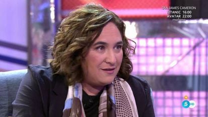 Ada Colau durante la entrevista en Telecinco.