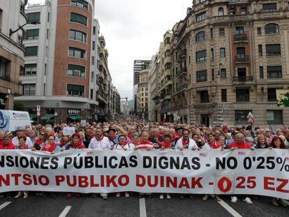 Manifestación de pensionistas en Bilbao.