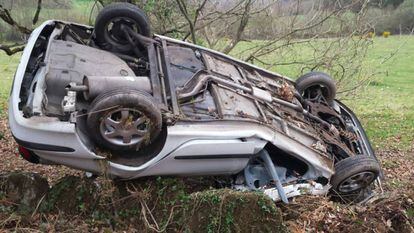 Estado en el que quedó el coche accidentado.