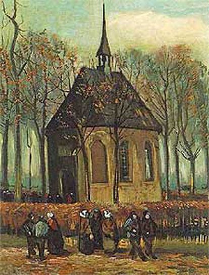 <b></b><i>Feligreses saliendo de la iglesia calvinista de Nuenen</i> (1884).