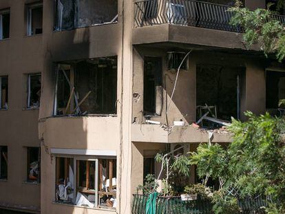 Parte interior del edificio desde donde se originó la explosión .