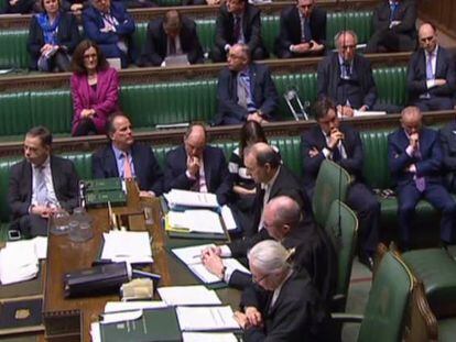 El presidente del Parlamento británico, John Bercow, ayer al anunciar a los diputados su decisión de rechazar la tercera votación propuesta por el Gobierno.
