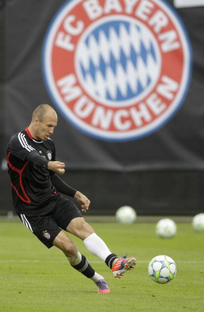 Robben, en el entrenamiento previo a la final.