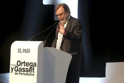 Juan Luis Cebrián, presidente de EL PAÍS, durante su discurso.