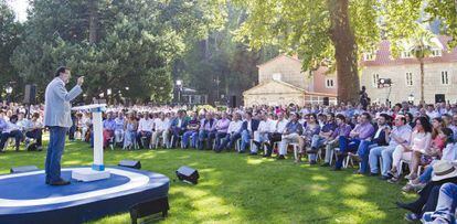 El Presidente Mariano Rajoy durante el acto de la apertura del curso político en el Castillo de Soutomaior (Pontevedra).