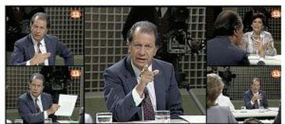 Lagos en su famosa intervención en televisión en 1988 en la que llamó mentiroso a Pinochet.