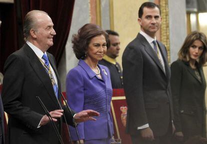 El rey Juan Carlos y los Príncipes de Asturias en el Congreso.