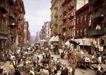 Calle Mulberry de Nueva York a comienzos del siglo XX.