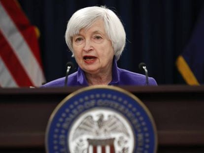 Janet Yellen en su &uacute;ltima rueda de prensa al frente de la Fed
