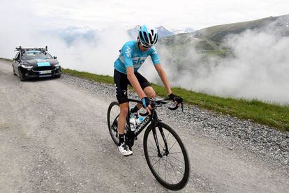 Froome, en un entrenamiento en el Col du Portet.