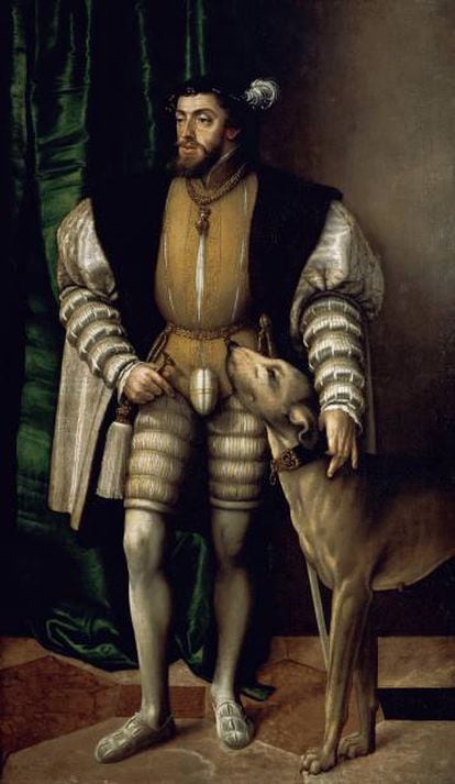 'El emperador Carlos V con un perro' (1533), de Tiziano, en el museo de El Prado.
