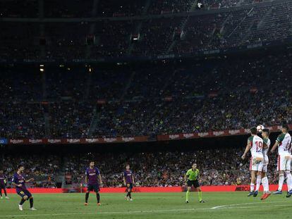 Messi, en el último partido del Barcelona en el Camp Nou. 