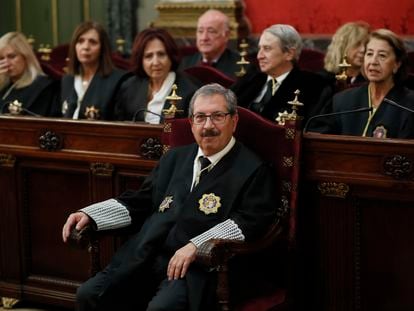 El presidente del Consejo General del Poder Judicial (CGPJ), Rafael Mozo, en un acto institucional el 29 de octubre.