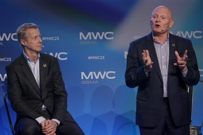 GSMA CEO Mats Granryd (left) and CEO John Hoffman this Thursday in Barcelona.